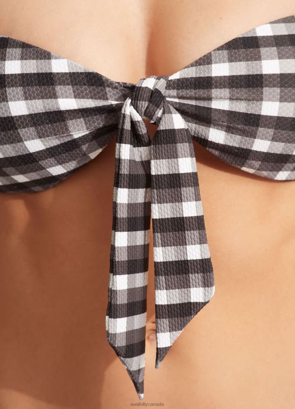 Seafolly Women Portofino Twist Tie Front Bandeau ZZ6BL632 Swimwear Black