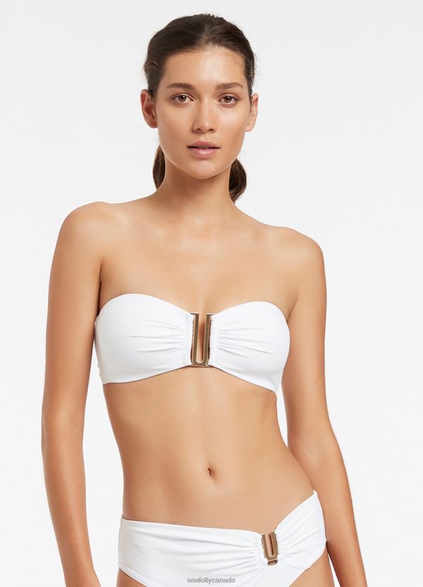 Seafolly Women Jetset Bandeau Bikini Top ZZ6BL265 Swimwear White