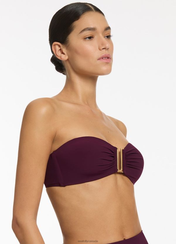 Seafolly Women Jetset Bandeau Bikini Top ZZ6BL287 Swimwear Port
