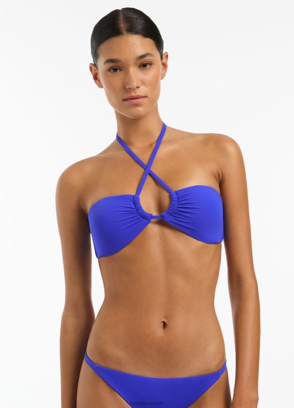 Seafolly Women Jetset Halter Gather Bikini Top ZZ6BL269 Swimwear Sapphire