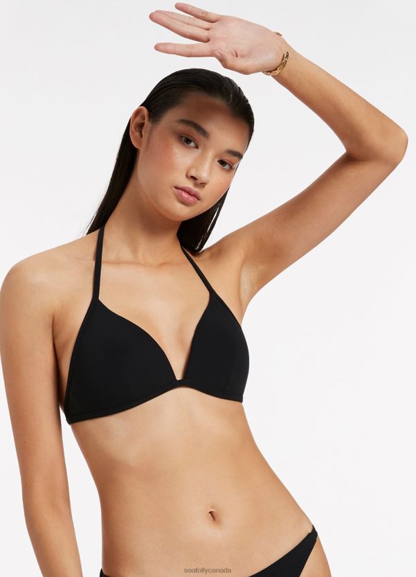 Seafolly Women Jetset Moulded Triangle Bikini Top ZZ6BL346 Swimwear Black