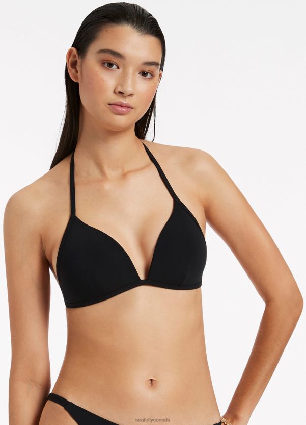 Seafolly Women Jetset Moulded Triangle Bikini Top ZZ6BL346 Swimwear Black