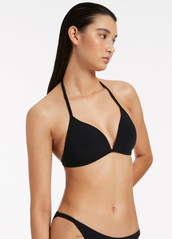 Seafolly Women Jetset Moulded Triangle Bikini Top ZZ6BL346 Swimwear Black