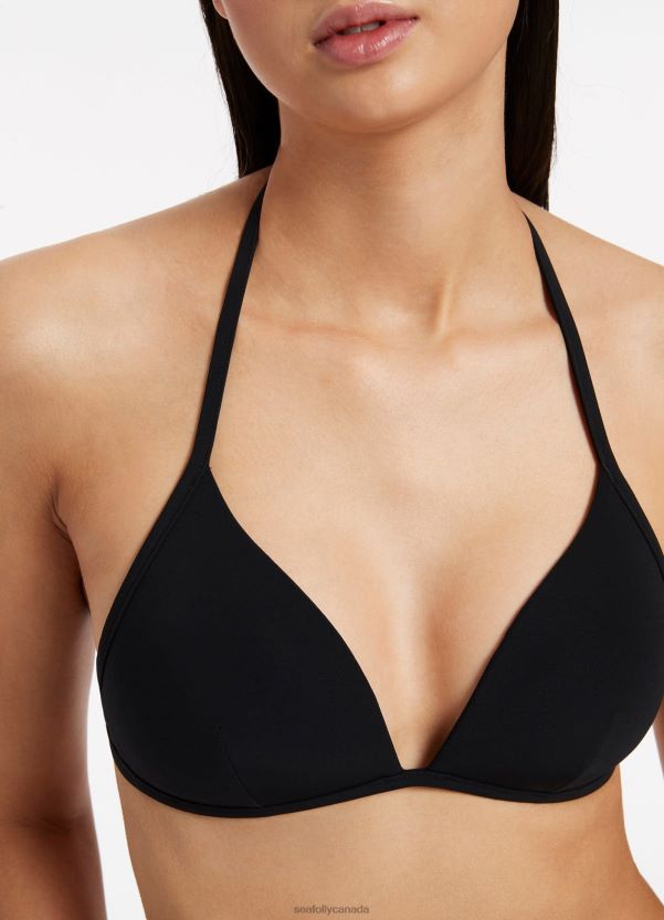 Seafolly Women Jetset Moulded Triangle Bikini Top ZZ6BL346 Swimwear Black