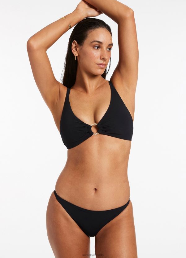 Seafolly Women Jetset Trim C-D Triangle Bikini Top ZZ6BL361 Swimwear Black