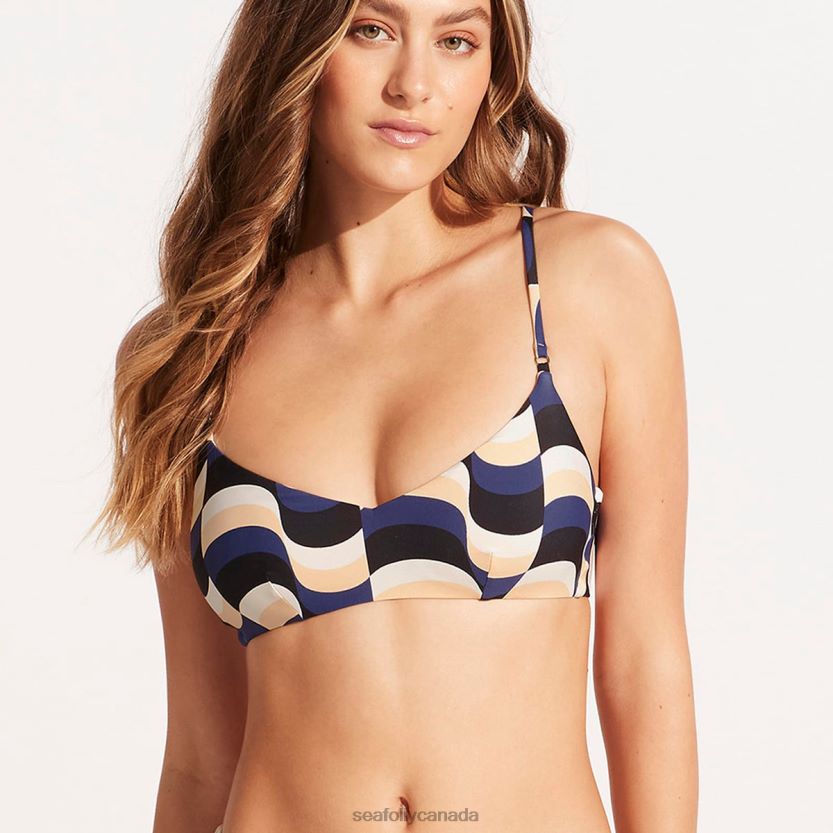 Seafolly Women Modern Take Bralette Bikini Top ZZ6BL374 Swimwear Black