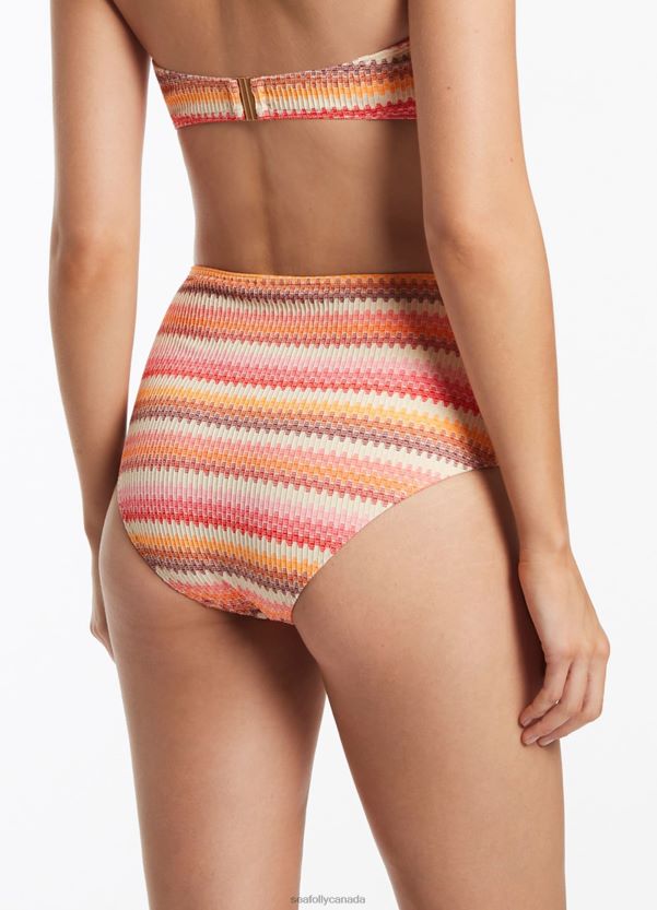 Seafolly Women Capri Stripe High Waist Pant ZZ6BL556 Swimwear Candy
