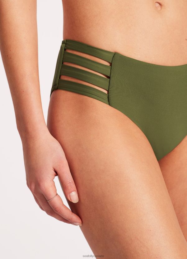Seafolly Women Collective Multi Strap Hipster Pant ZZ6BL235 Swimwear Olive