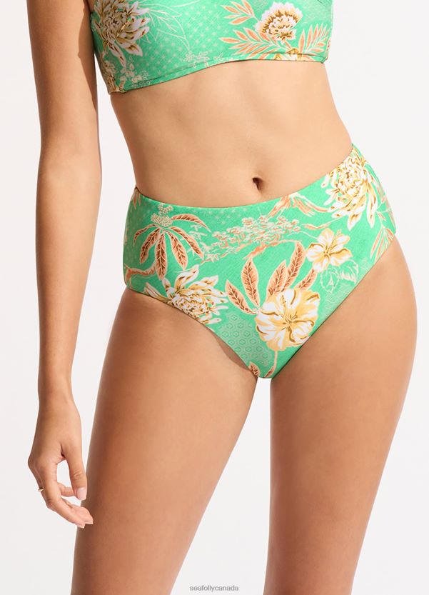 Seafolly Women Eden High Waisted Bikini Bottom ZZ6BL184 Swimwear Mint