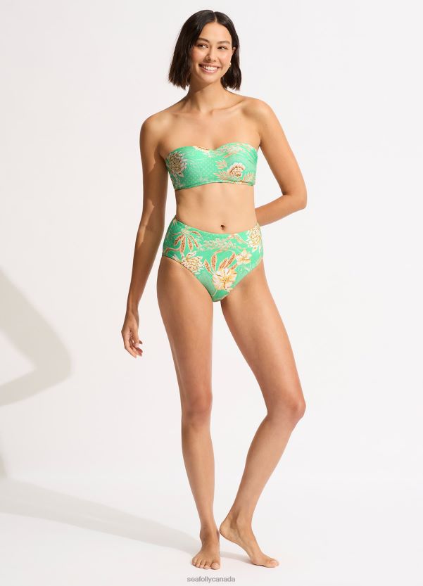 Seafolly Women Eden High Waisted Bikini Bottom ZZ6BL184 Swimwear Mint