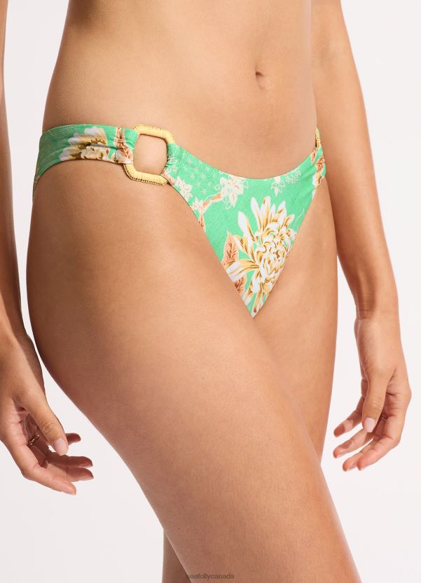 Seafolly Women Eden Ring Side Rio Bikini Bottom ZZ6BL185 Swimwear Mint