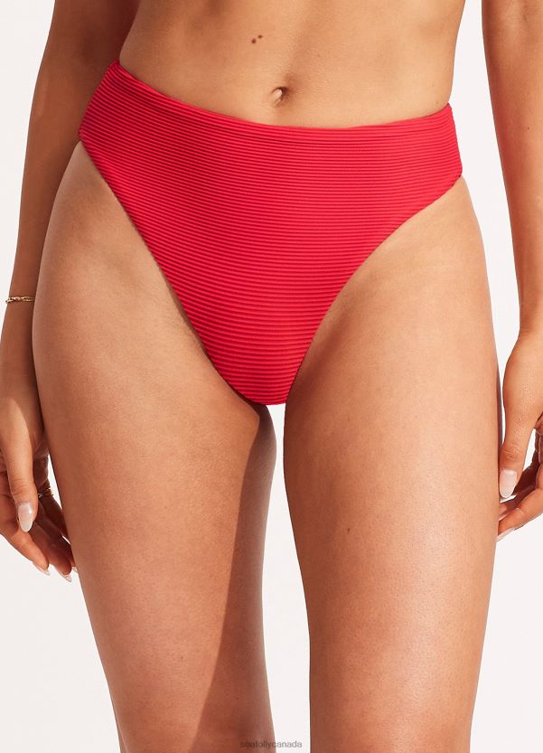 Seafolly Women Essentials High Rise Pant ZZ6BL397 Swimwear Chilli