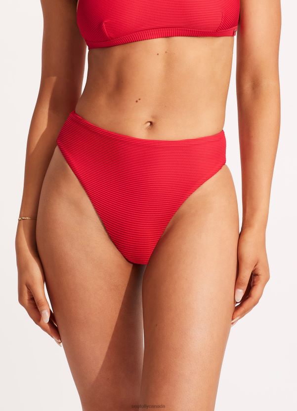 Seafolly Women Essentials High Rise Pant ZZ6BL397 Swimwear Chilli