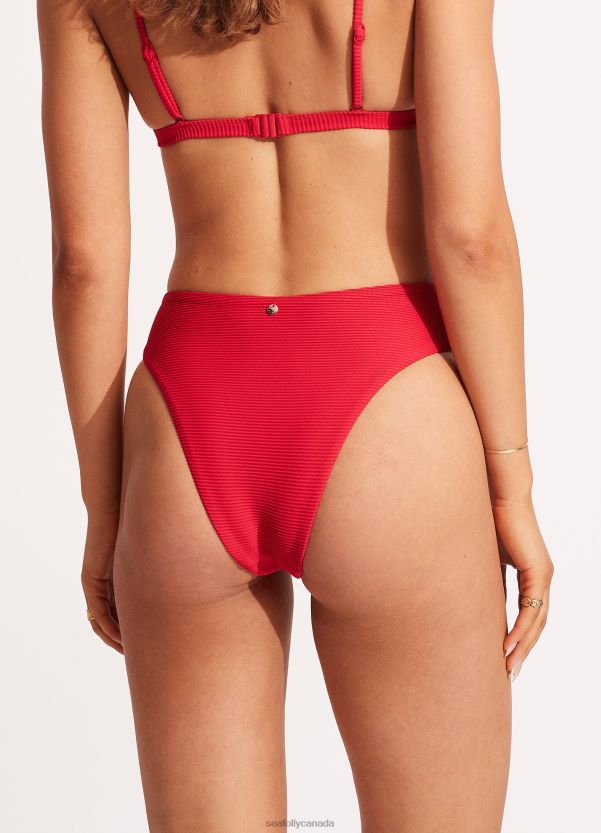 Seafolly Women Essentials High Rise Pant ZZ6BL397 Swimwear Chilli