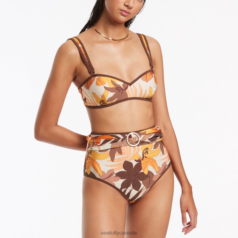 Seafolly Women Floreale Belt High Waist Pant ZZ6BL416 Swimwear Latte