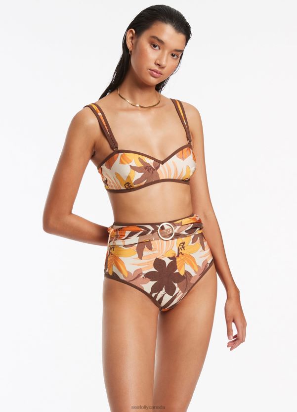 Seafolly Women Floreale Belt High Waist Pant ZZ6BL416 Swimwear Latte