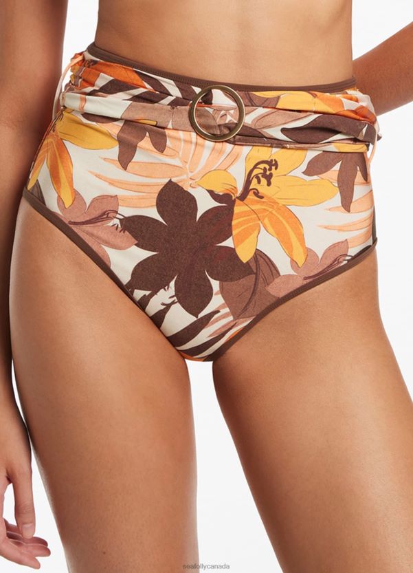 Seafolly Women Floreale Belt High Waist Pant ZZ6BL416 Swimwear Latte