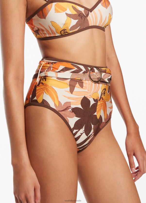 Seafolly Women Floreale Belt High Waist Pant ZZ6BL416 Swimwear Latte