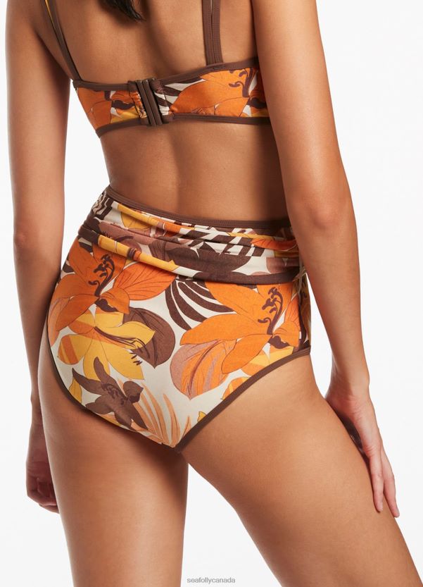 Seafolly Women Floreale Belt High Waist Pant ZZ6BL416 Swimwear Latte