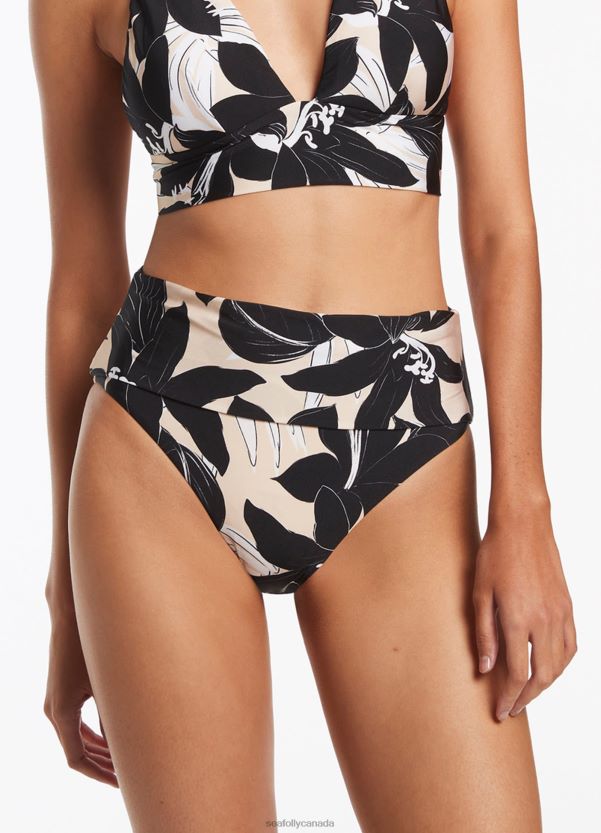 Seafolly Women Floreale Fold Down Pant ZZ6BL435 Swimwear Black