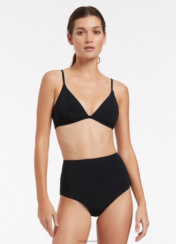Seafolly Women Jetset High Waisted Bikini Bottom ZZ6BL286 Swimwear Black
