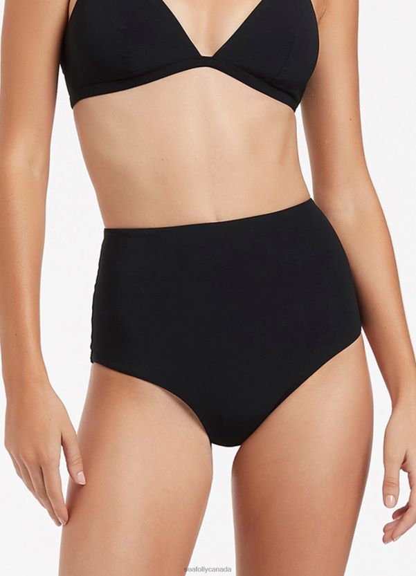 Seafolly Women Jetset High Waisted Bikini Bottom ZZ6BL286 Swimwear Black