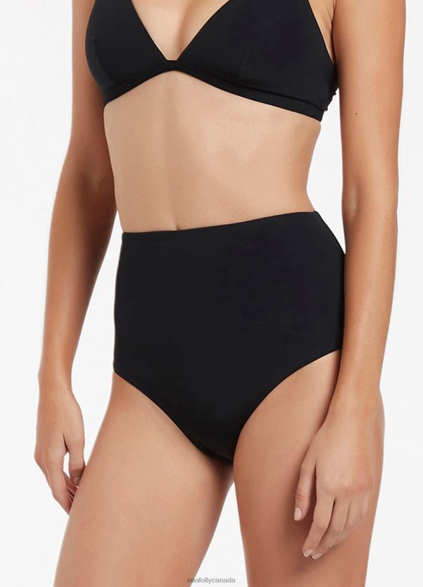 Seafolly Women Jetset High Waisted Bikini Bottom ZZ6BL286 Swimwear Black
