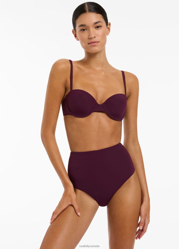 Seafolly Women Jetset High Waisted Bikini Bottom ZZ6BL446 Swimwear Port