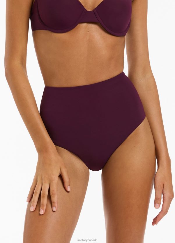 Seafolly Women Jetset High Waisted Bikini Bottom ZZ6BL446 Swimwear Port