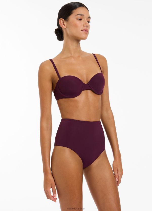 Seafolly Women Jetset High Waisted Bikini Bottom ZZ6BL446 Swimwear Port