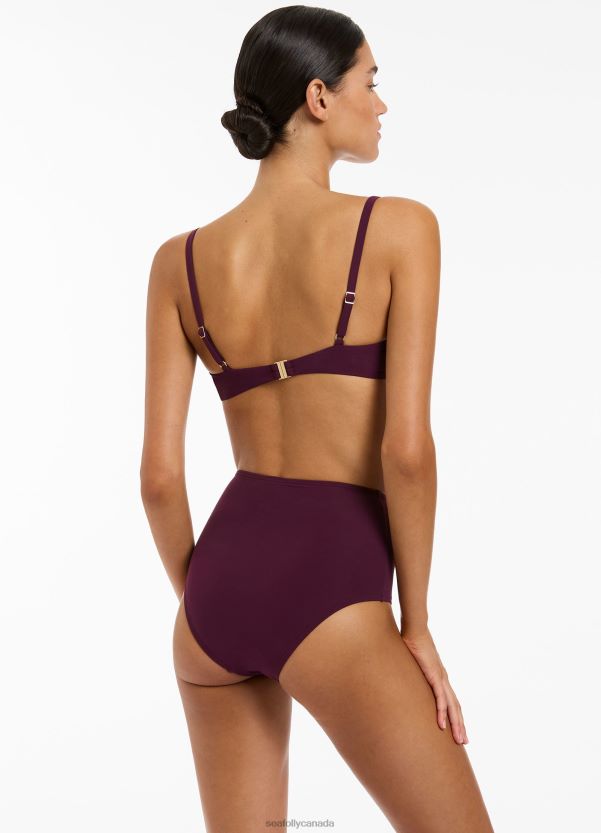 Seafolly Women Jetset High Waisted Bikini Bottom ZZ6BL446 Swimwear Port