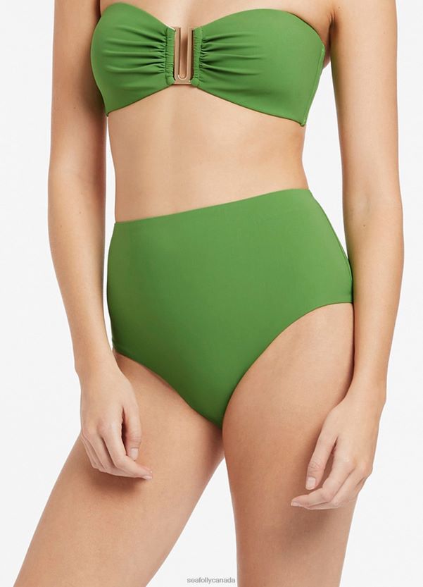 Seafolly Women Jetset High Waisted Bikini Bottom ZZ6BL469 Swimwear Palm