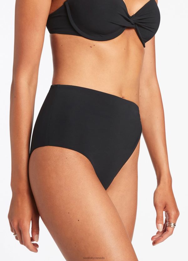 Seafolly Women Jetset Twist Side Pant ZZ6BL449 Swimwear Black