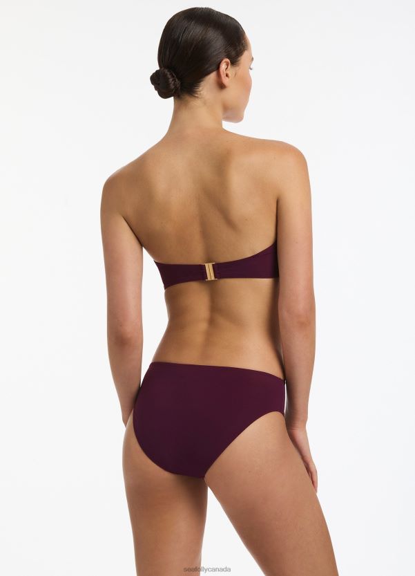 Seafolly Women Jetset U Trim Mid Pant ZZ6BL296 Swimwear Port