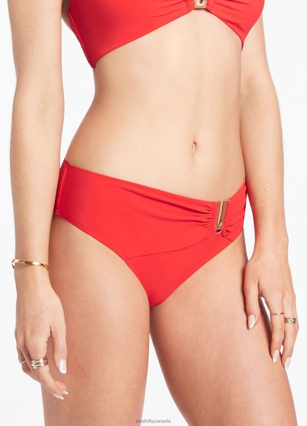 Seafolly Women Jetset U Trim Mid Pant ZZ6BL329 Swimwear Cherry