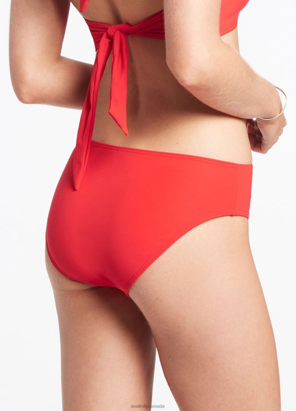 Seafolly Women Jetset U Trim Mid Pant ZZ6BL329 Swimwear Cherry