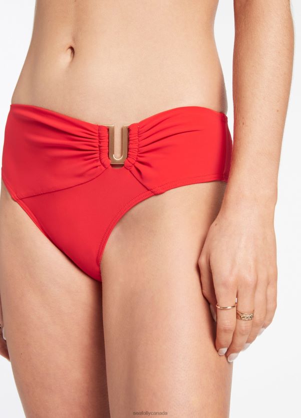 Seafolly Women Jetset U Trim Mid Pant ZZ6BL329 Swimwear Cherry