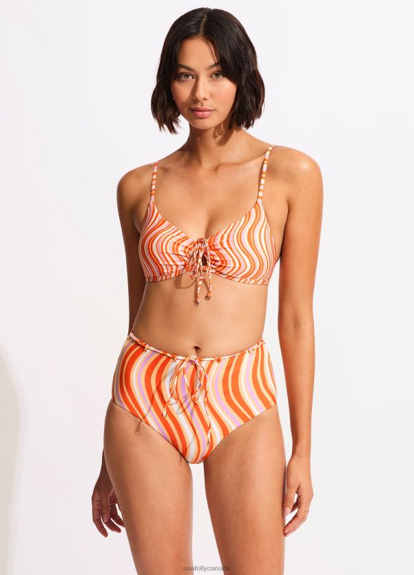 Seafolly Women Mod Squad High Waisted Pant ZZ6BL560 Swimwear Mandarin