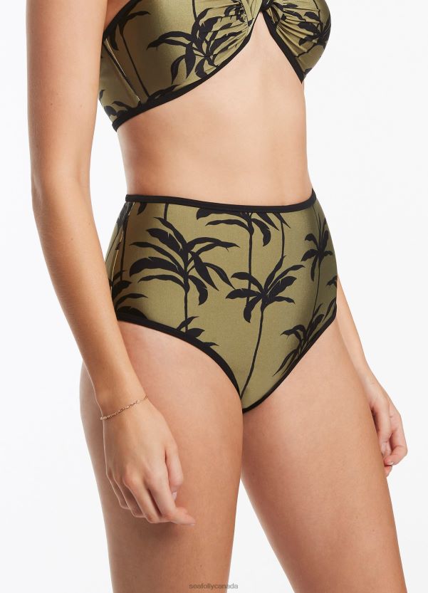 Seafolly Women Palme High Waist Pant ZZ6BL386 Swimwear Olive