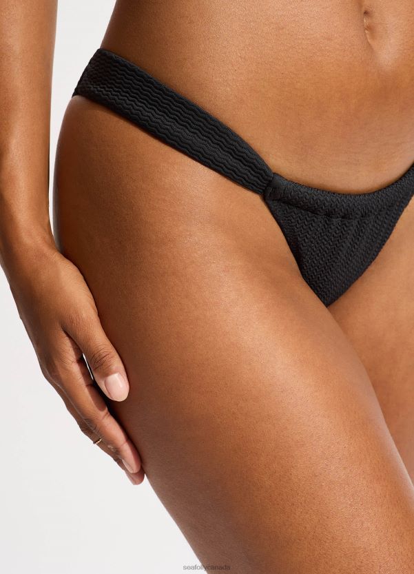 Seafolly Women Sea Dive Drawstring Rio Bikini Bottom ZZ6BL515 Swimwear Black