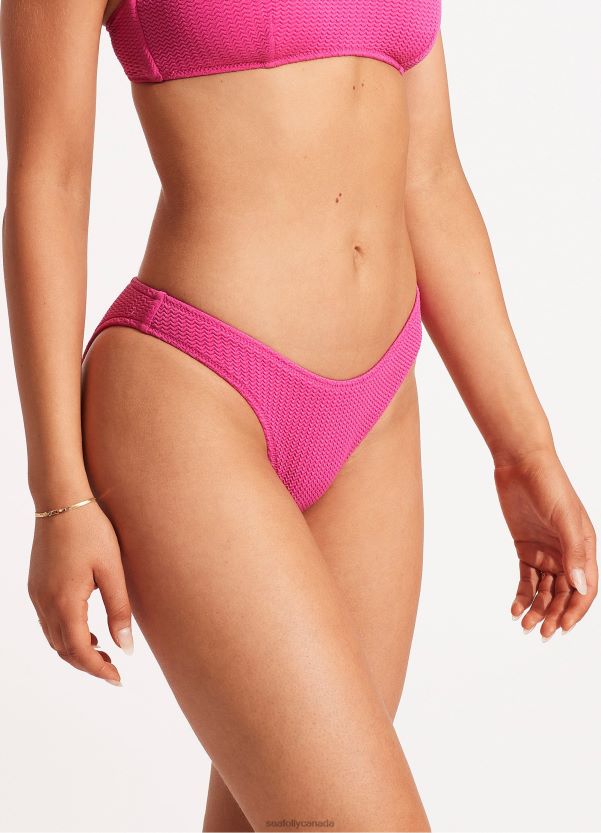 Seafolly Women Sea Dive High Cut Pant ZZ6BL274 Swimwear Fuchsia Rose