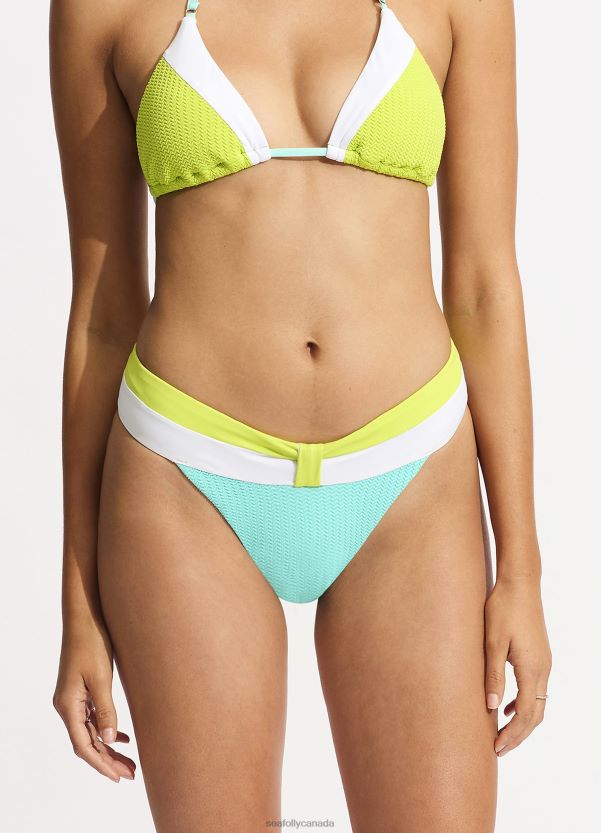 Seafolly Women Slice Of Splice Banded Pant ZZ6BL559 Swimwear Lime Burst