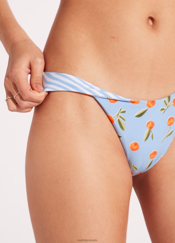 Seafolly Women Summer Crush Reversible High Cut Rio PantPowder Blue ZZ6BL637 Swimwear Fashion