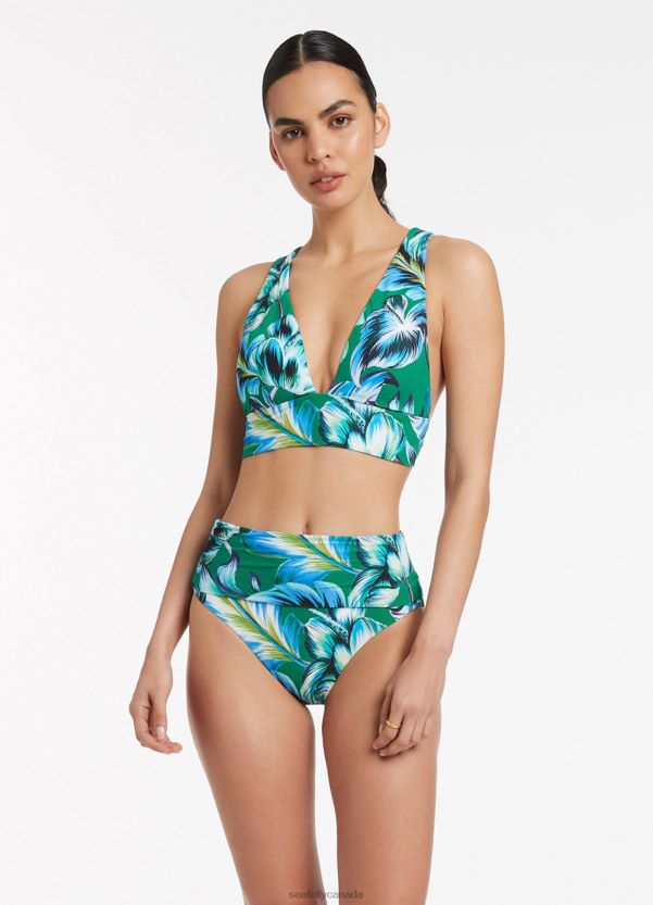 Seafolly Women Viva Fold Down Pant ZZ6BL626 Swimwear Emerald