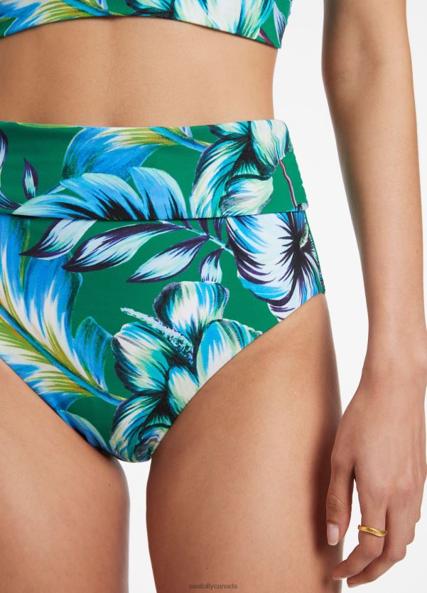 Seafolly Women Viva Fold Down Pant ZZ6BL626 Swimwear Emerald