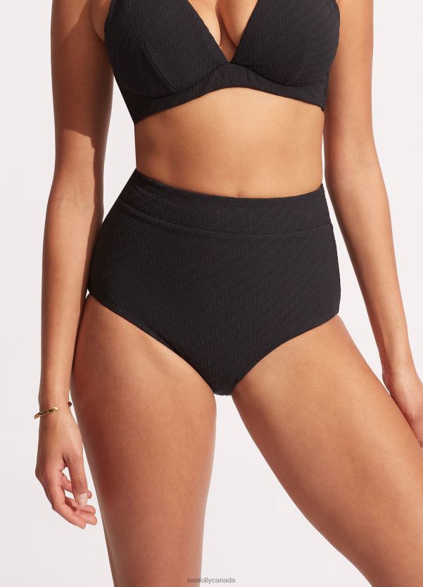 Seafolly Women Willow High Waisted Pant ZZ6BL343 Swimwear Black