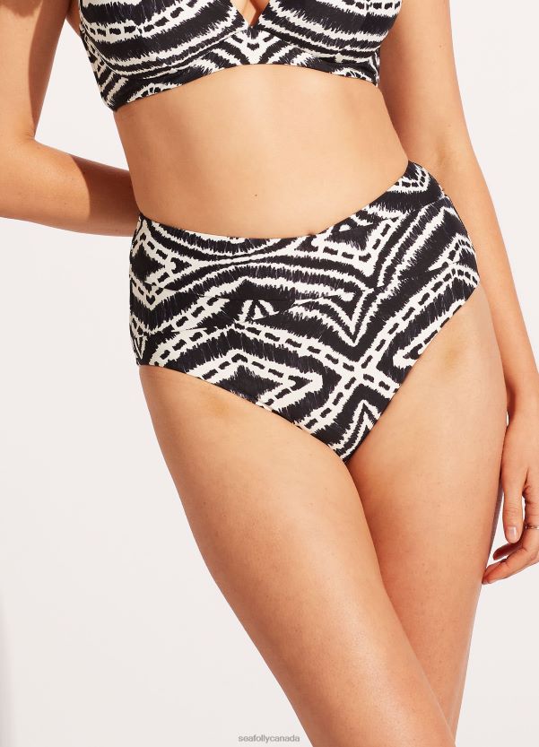 Seafolly Women Zanzibar High Waisted Pant ZZ6BL549 Swimwear Black