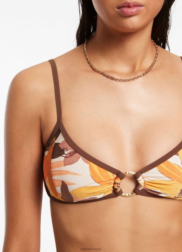 Seafolly Women Floreale Trim Bralette ZZ6BL415 Swimwear Latte