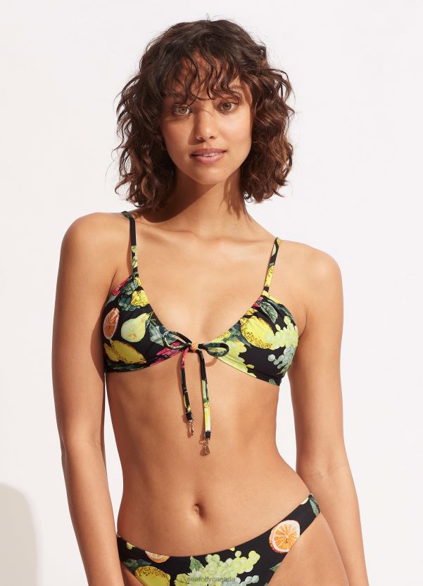 Seafolly Women Lemoncello Drawstring Bralette ZZ6BL629 Swimwear Black
