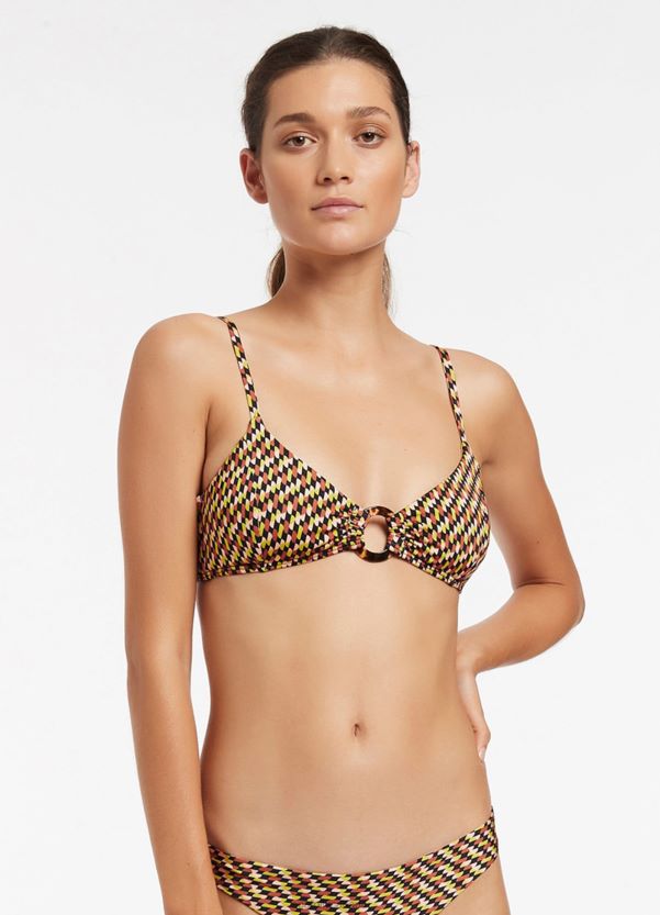 Seafolly Women Nomadic Lights Trim Bralette ZZ6BL471 Swimwear Citron